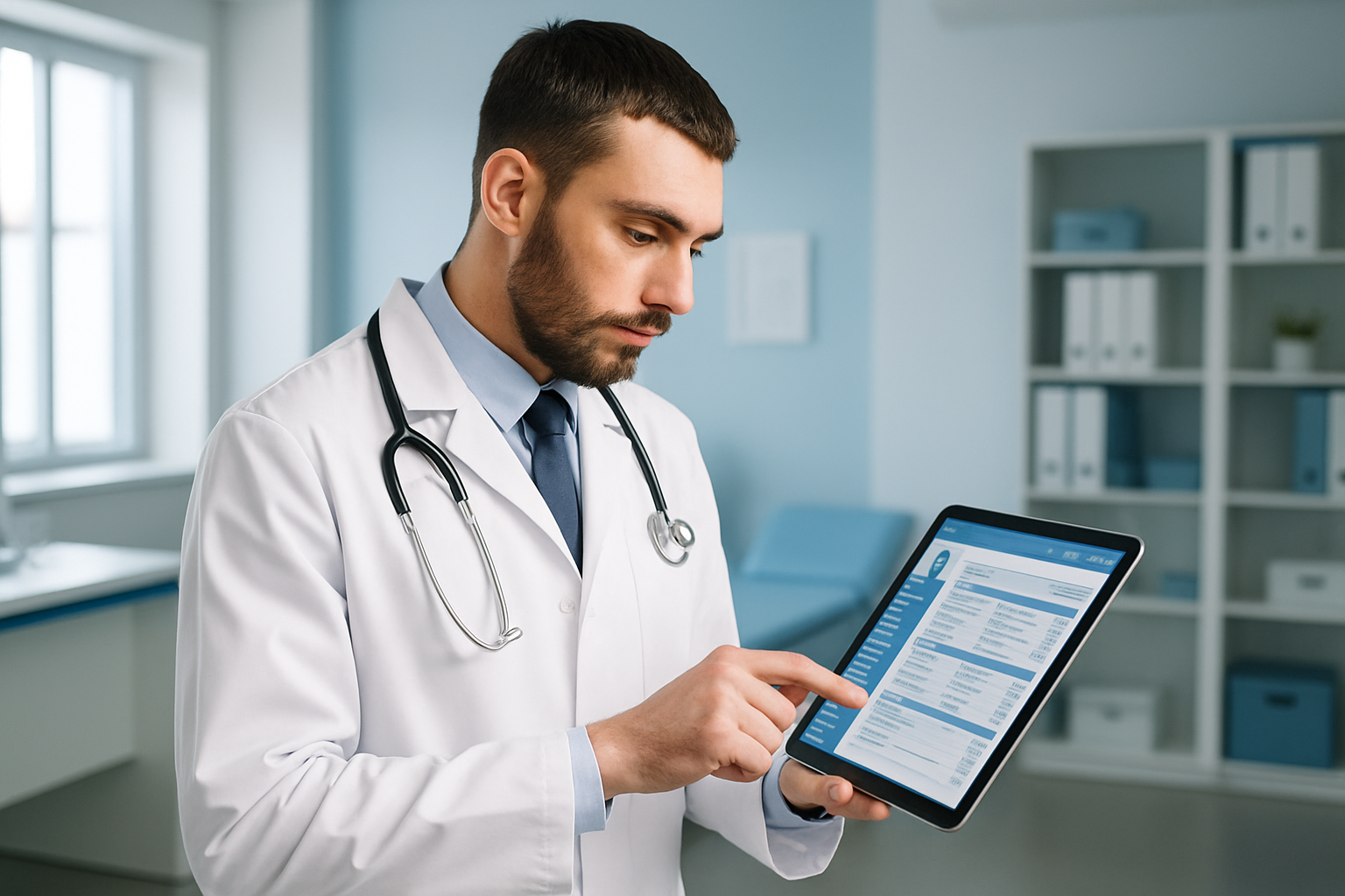 Médico revisando documentación clínica